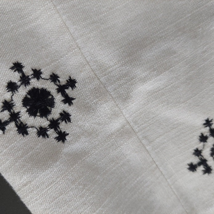 ZARA White & Black Embroidered Wide Leg Pants | Gently Used |