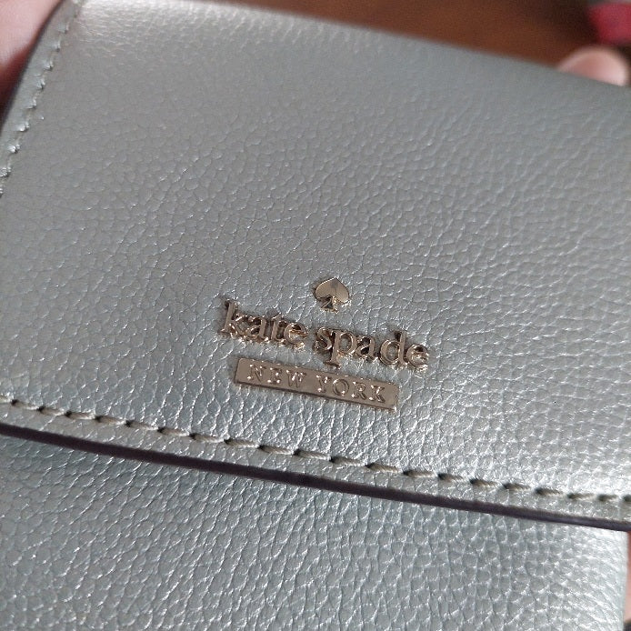 Kate Spade Silver Metallic North South Patterson Drive Phone Crossbody Bag | Pre Loved |
