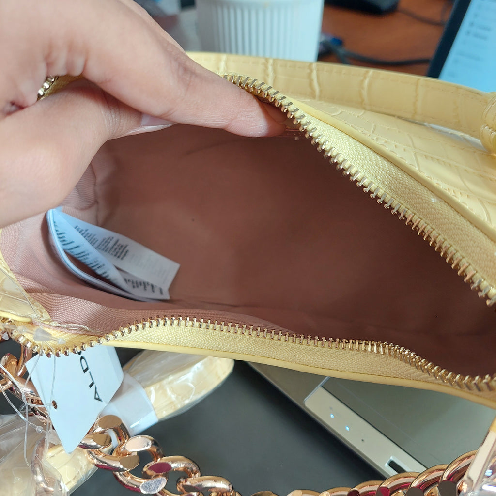 Aldo Yellow Leatherette Valamaryn Handbag | Brand New |