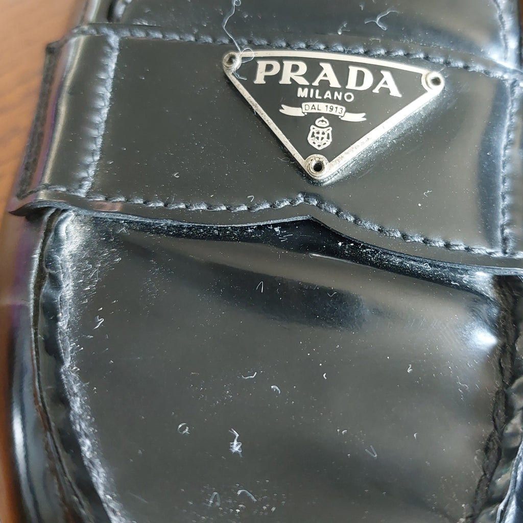 Prada Black Patent Leather Loafers | Pre Loved |