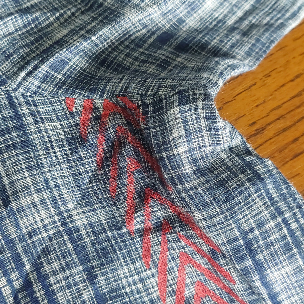 Blocked Grey Blue & Red Printed Kurta | Gently Used |