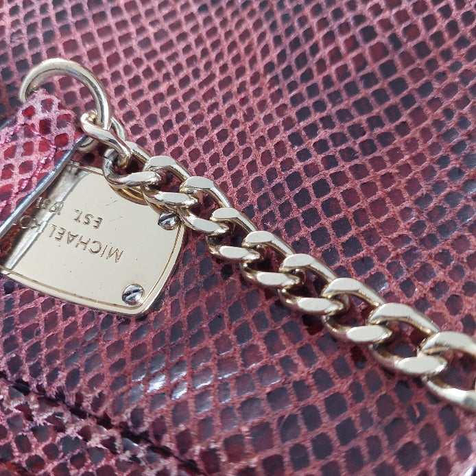 Michael Kors Red Leather Python Pattern Small Crossbody Bag | Pre Loved |