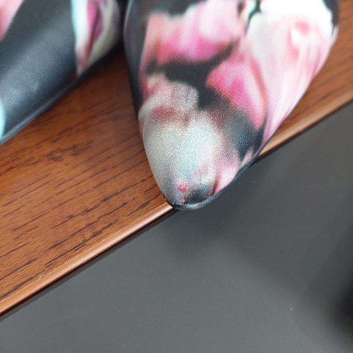 Nine West Black Floral Pattern Heels | Pre Loved |