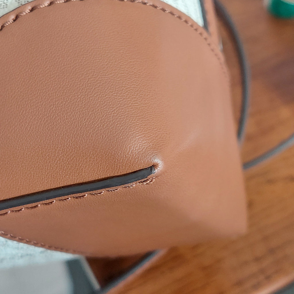 Michael Kors Brown & White Mercer Small Logo Bucket Bag | Gently Used |