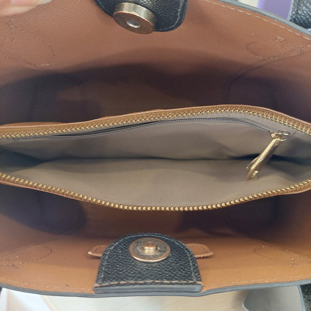 Furla Vittoria Nero Black Leather Medium Tote Bag | Pre Loved |