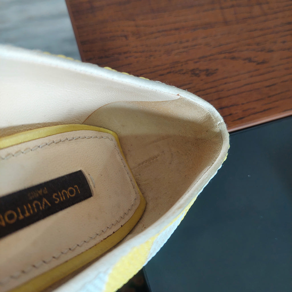 Louis Vuitton Yellow & White Magic Square Pumps | Pre Loved |