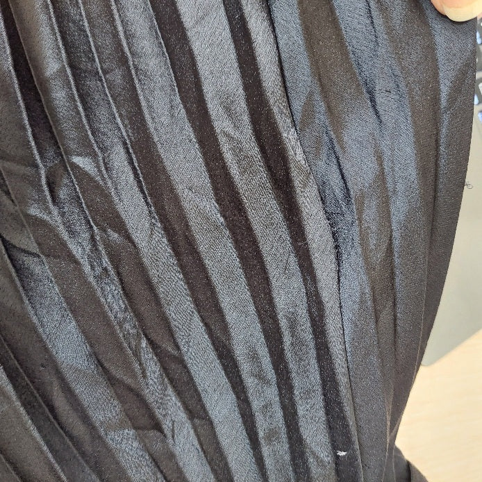 H&M Black Pleated Satin Midi Skirt | Gently Used |