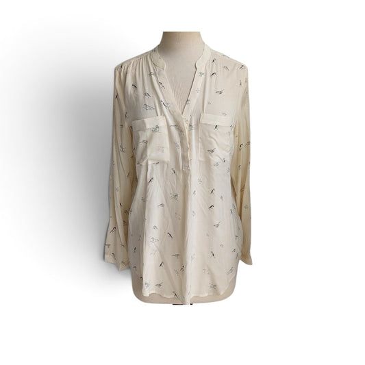 RW&CO. Cream Bird Printed Top | Gently Used |