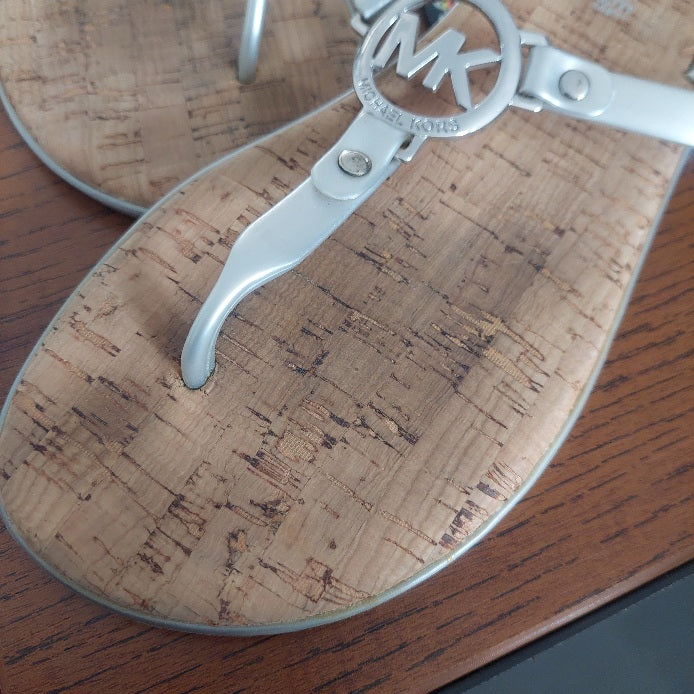 Michael Kors Silver Charm Jelly Cork Summer Sandals | Pre Loved |