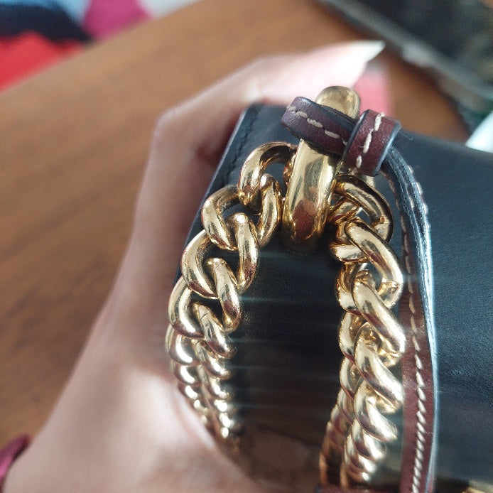 Gucci Black & Beige Padlock Leather Crossbody Bag | Pre Loved |