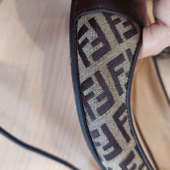 Fendi Brown Zucchino Leather And Canvas Ballet Flats | Pre Loved |