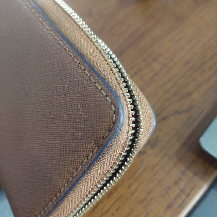 Michael Kors Tan Saffiano Leather Zip-Around Wallet | Pre Loved |