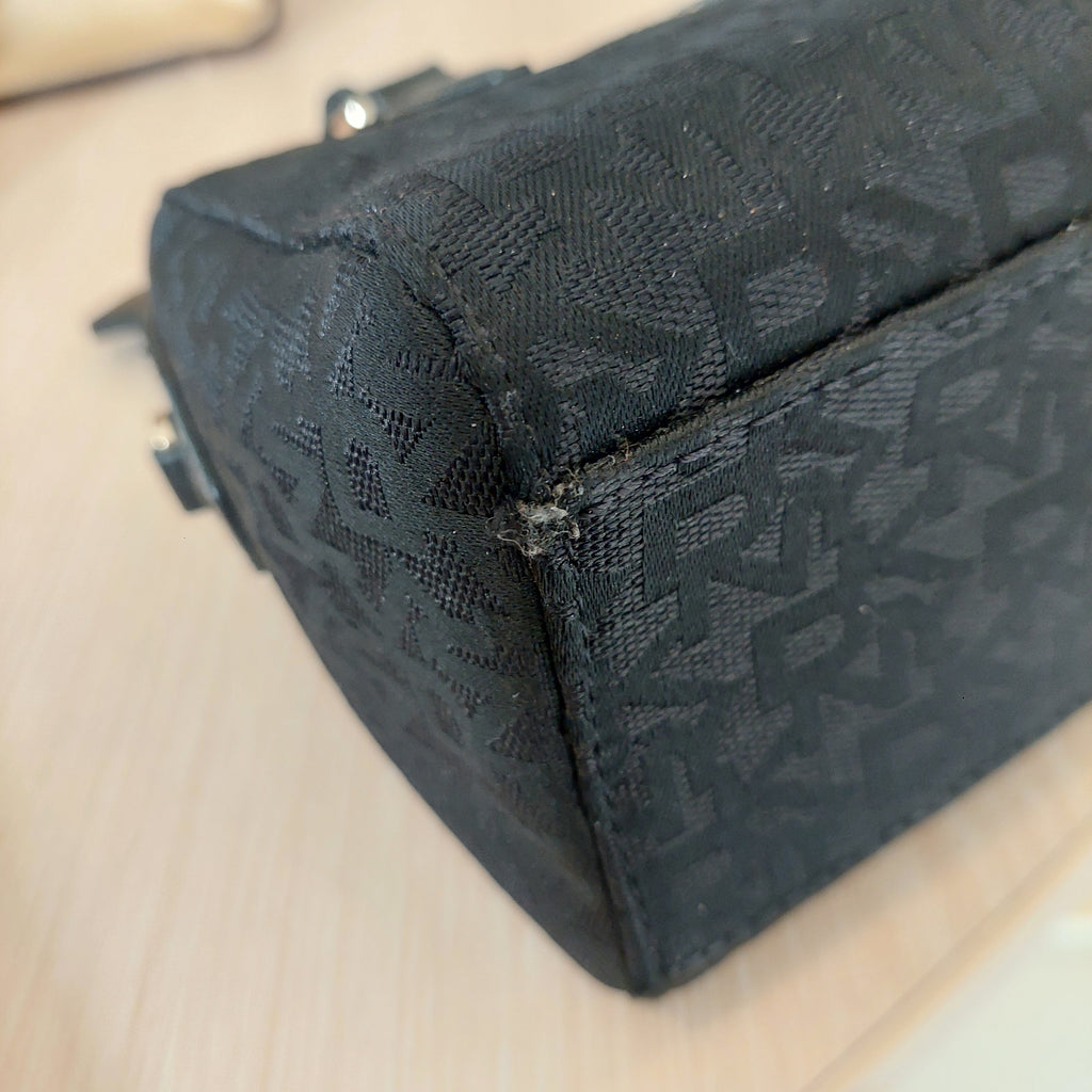 DKNY Black Canvas & Leather mini Crossbody Bag | Gently Used |