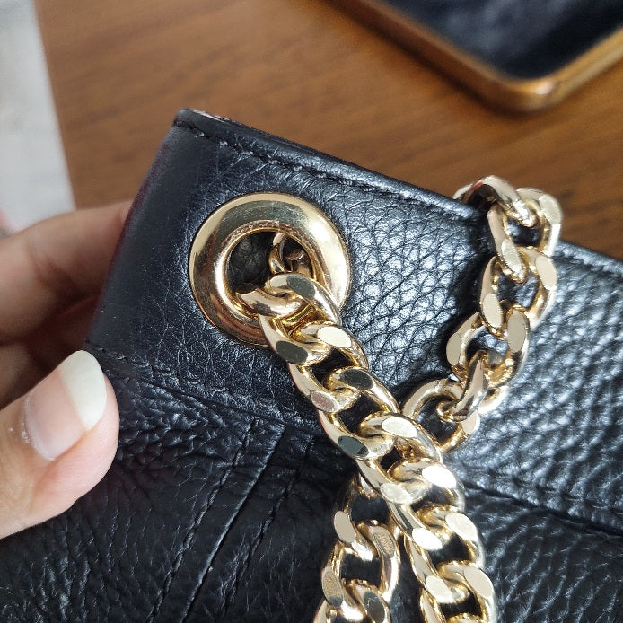 Michael Kors Black Pebbled Leather Jet Set Chain Shoulder Bag | Pre Loved |