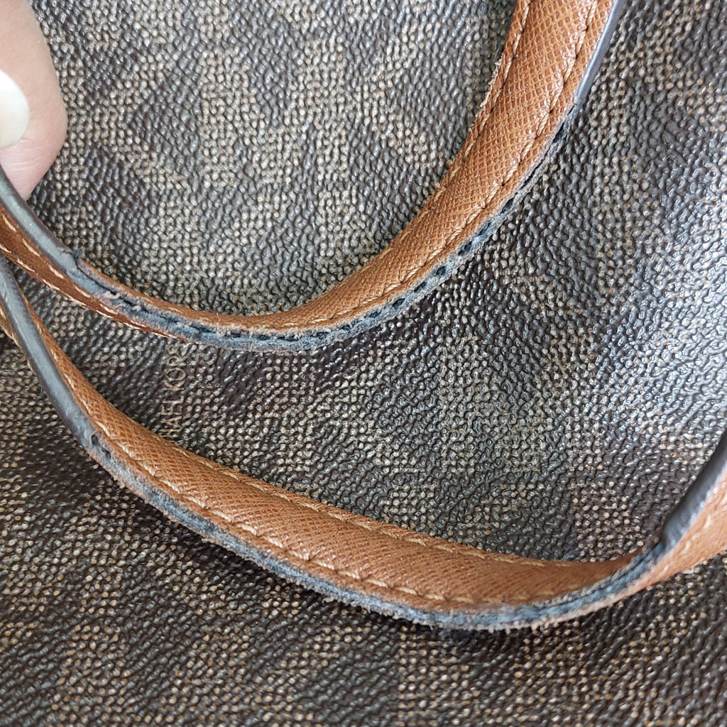 Michael Kors Signature Brown Leather Jet Set Front Pocket Tote Bag | Pre Loved |