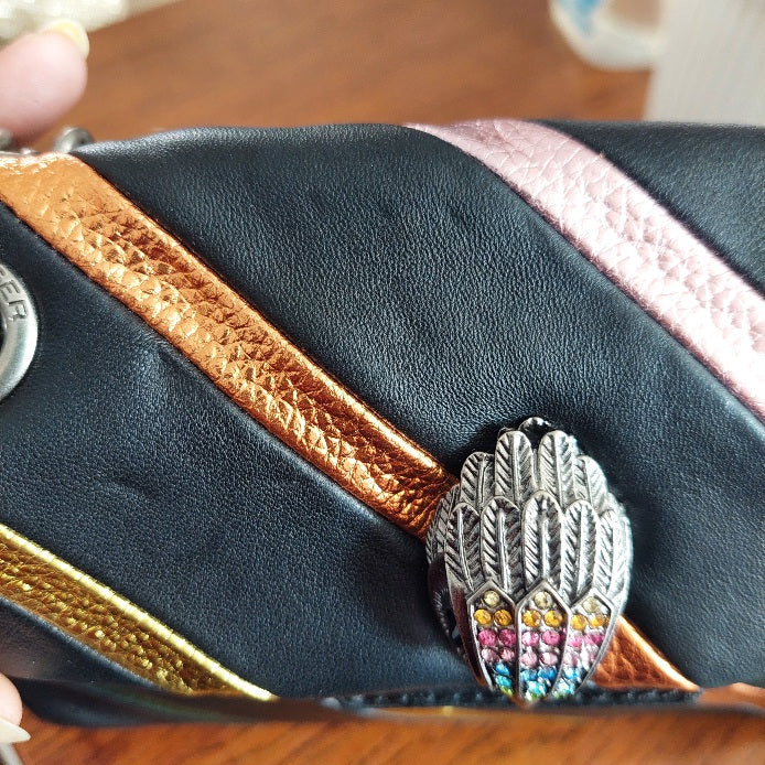 Kurt Geiger Black Leather Mini Kensington Rainbow Bag | Pre Loved |