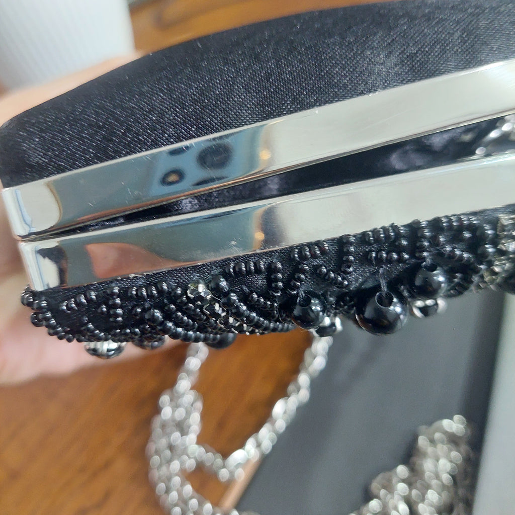Splash Black Embellished Satin Clutch | Brand New |