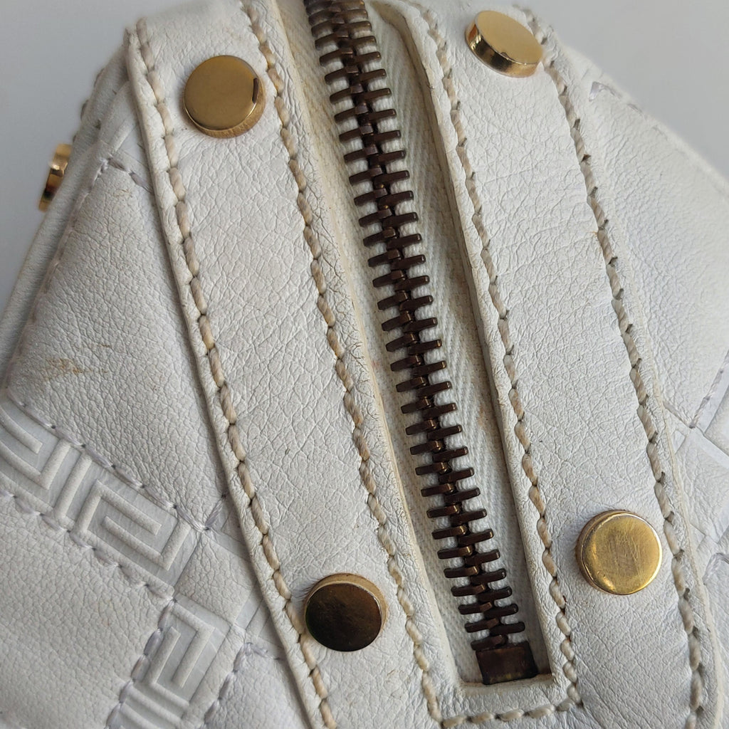 Versace White Leather Studded Handbag | Pre Loved |