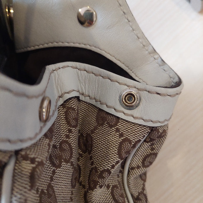 Gucci Beige Sukey Monogram Canvas With Leather Trim shoulder bag | Pre Loved |