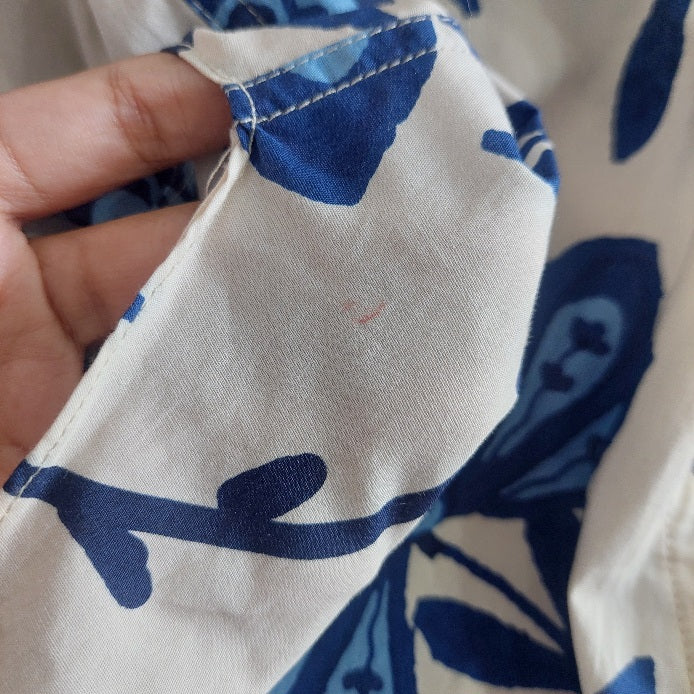 ZARA Cream & Blue Floral Printed Top | Pre Loved |