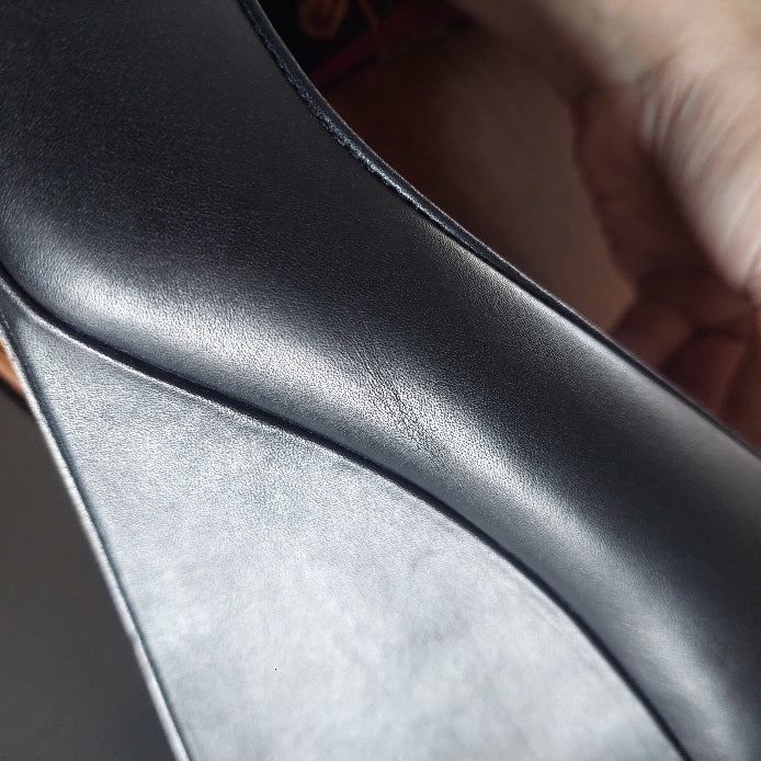 Tory Burch Black Leather Everly Cap Toe Wedges | Gently Used |