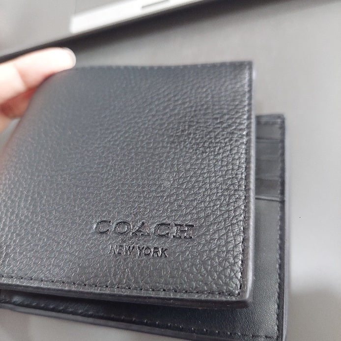Coach Men's Black Leather Wallet & Belt Set | Like New |