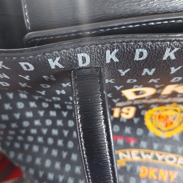 DKNY Black Medium Monogram Print Tote Bag | Gently Used |