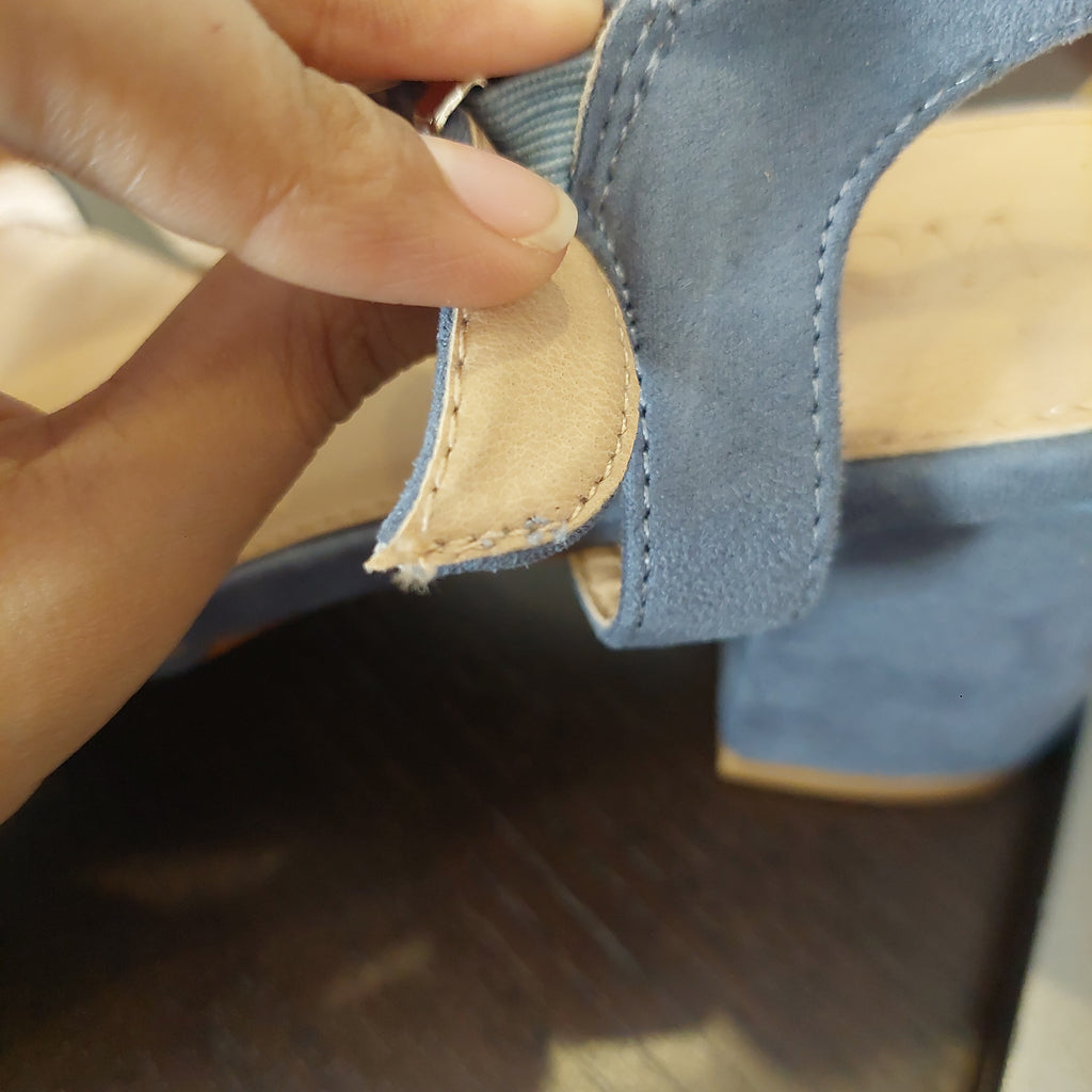 Wallis Blue Suede Criss-Cross Ankle Strap Block Heels | Brand New |