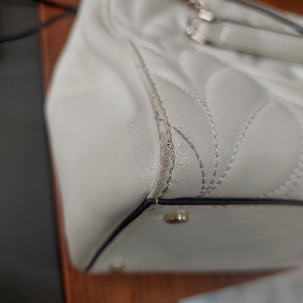 Kate Spade White Meena Leather Briar Lane Quilted Shoulder Bag | Pre Loved |