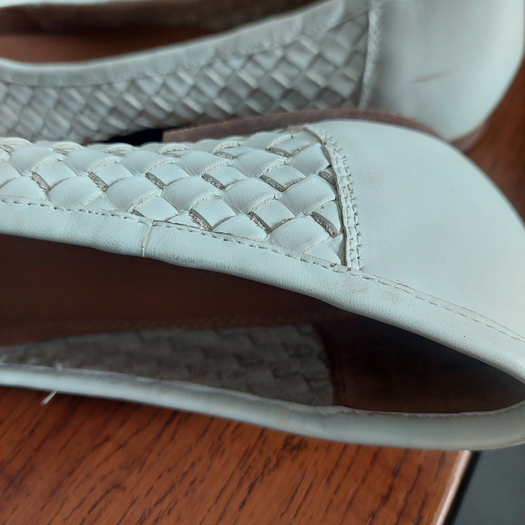 Dune White Leather Hartleys Ballet Flats | Pre Loved |