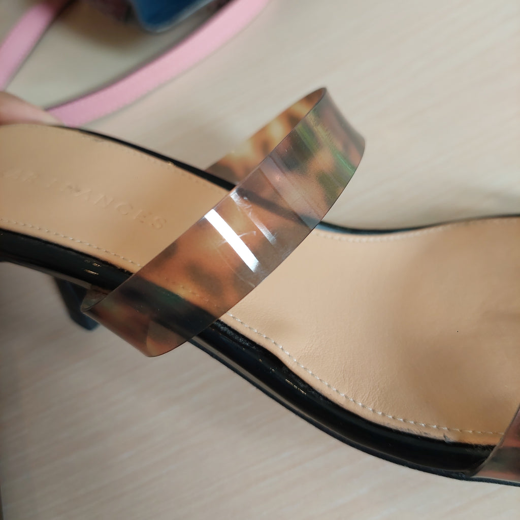 Dear Frances Black Patent Tortoise Shell Strappy Heels | Pre Loved |