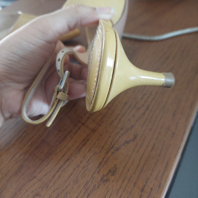 Prada Beige Patent Leather Pointed Kitten Heels | Pre Loved |