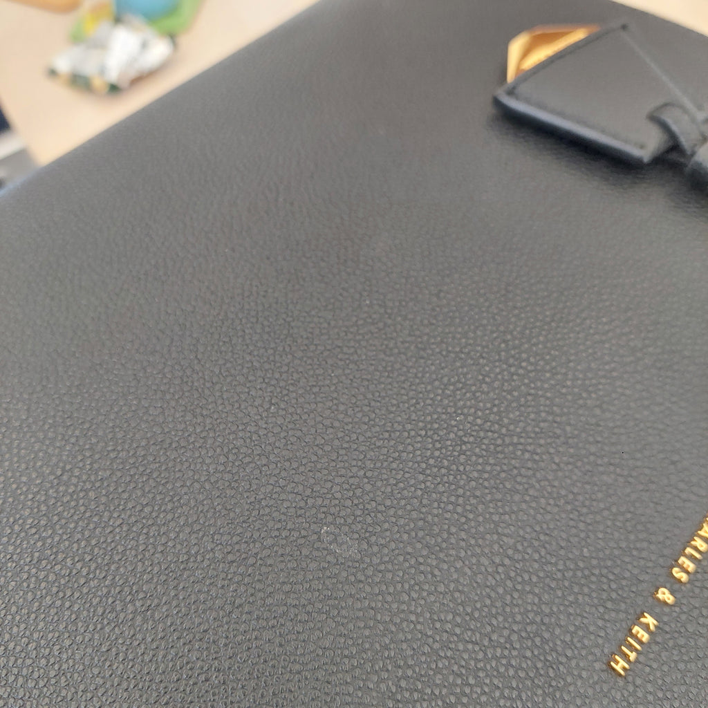 Charles & Keith Black Mirabelle Structured Top Handle Bag | Gently Used |