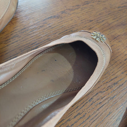 Tory Burch Brown Jolie Leather & Patent Cap Toe Ballet Flats | Pre Loved |