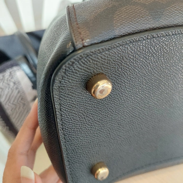 Coach Brown & Black Signature Coated Canvas 'Casey' Tote Bag | Pre Loved |