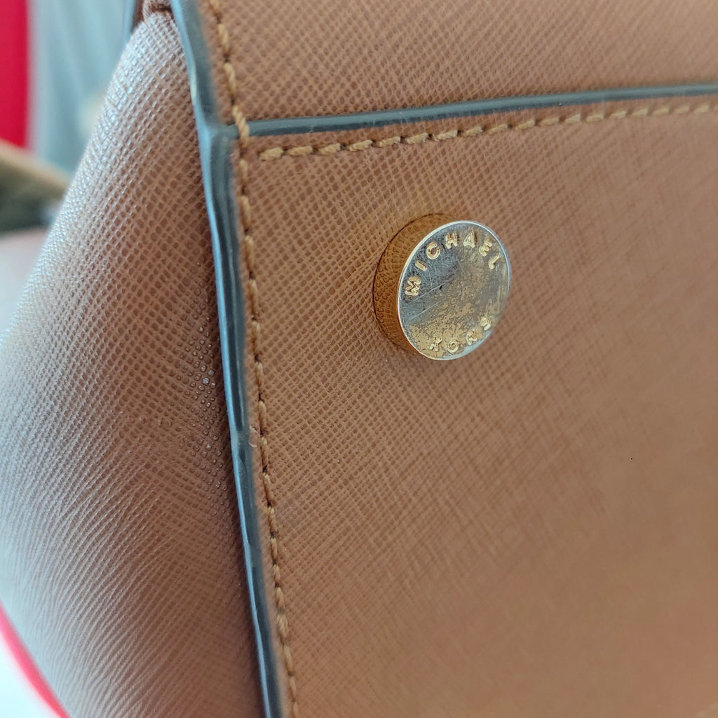 Michael Kors Selma Tan Leather Satchel Bag | Pre Loved |