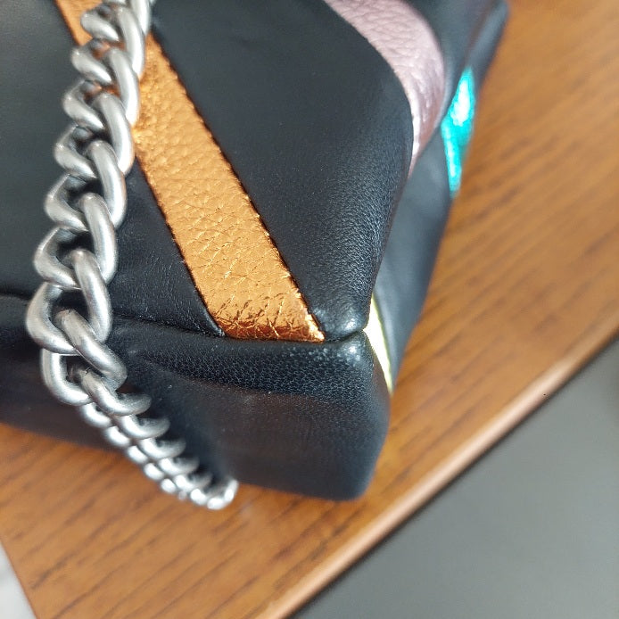 Kurt Geiger Black Leather Mini Kensington Rainbow Bag | Pre Loved |