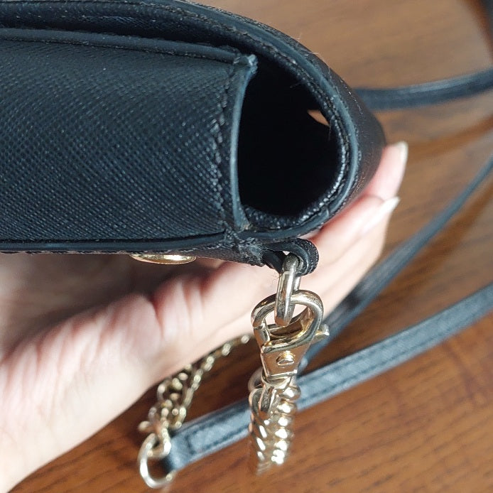 Michael Kors Black Tina Leather Clutch Crossbody and Detachable Wallet Bag | Pre Loved |