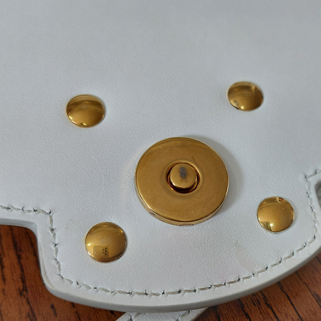 DOLCE & GABBANA White Gold Leather Amore Crossbody Bag | Pre Loved |