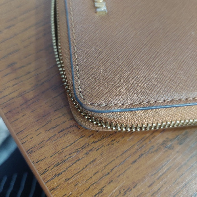 Michael Kors Tan Saffiano Leather Zip-Around Wallet | Pre Loved |
