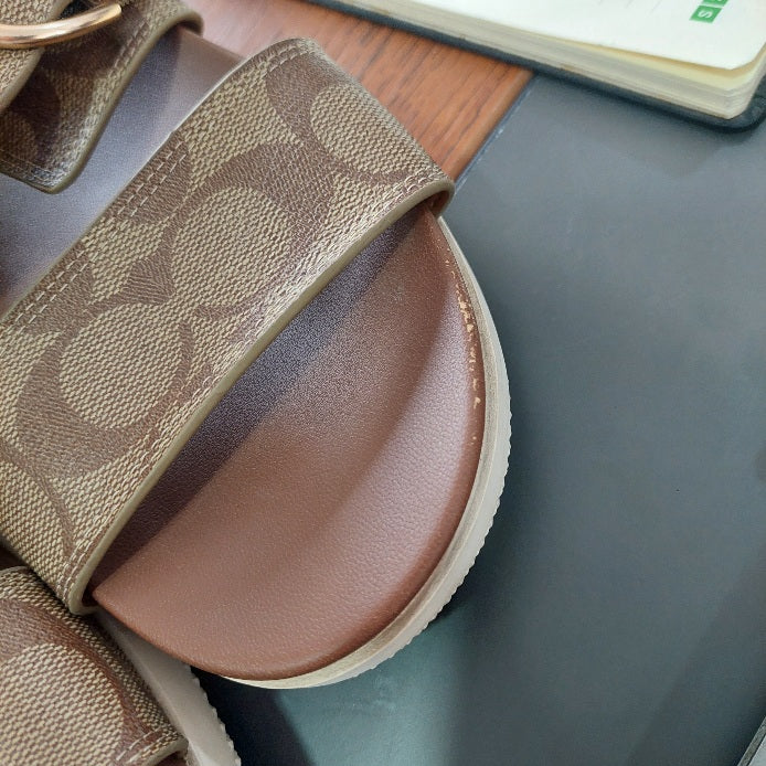 Coach Brown Monogram Signature Gwen Sandals | Pre Loved |
