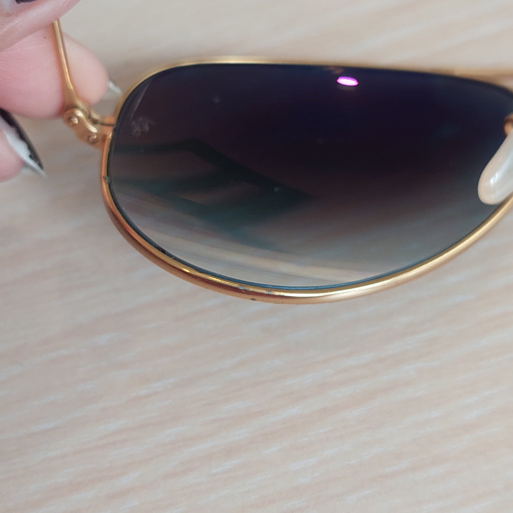 Ray-Ban Classic Gold Aviator Blue Lens Sunglasses | Pre Loved |
