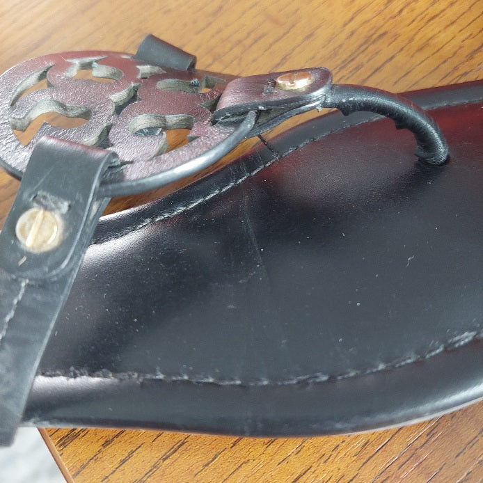Tory Burch Black Leather 'Miller' Sandals | Pre Loved |