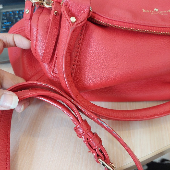 Kate Spade Red Leather Double Handle Crossbody Bag | Pre Loved |