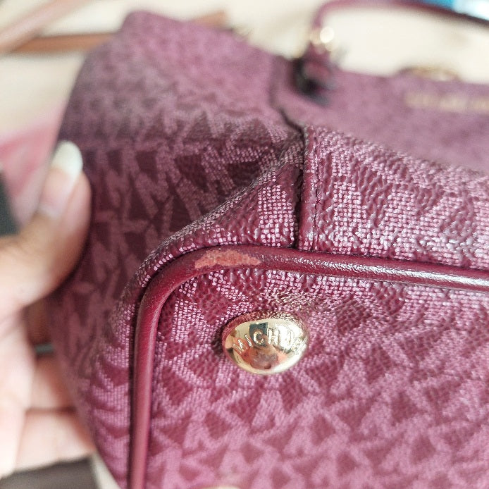 Michael Kors Plum Monogram Jet Set Travel Medium Tote | Pre Loved |