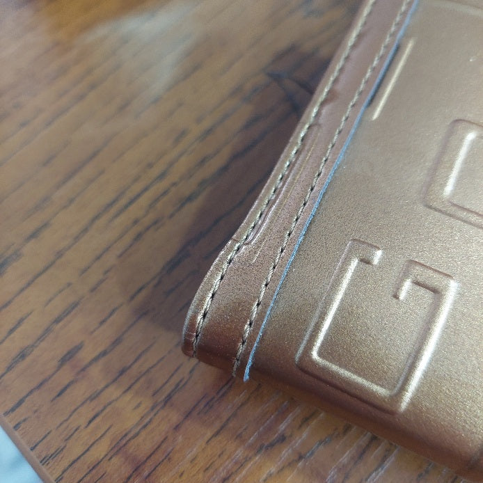 Guess Gold Patent Tri-Fold Monogram Wallet | Brand New |