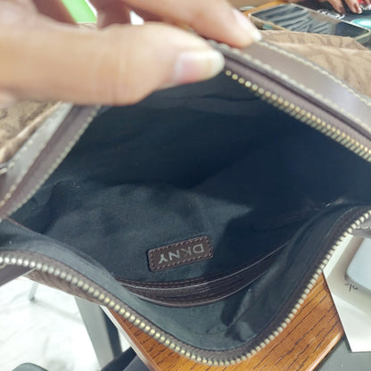 DKNY Monogram Canvas Leather Trim Hobo Bag | Gently Used |