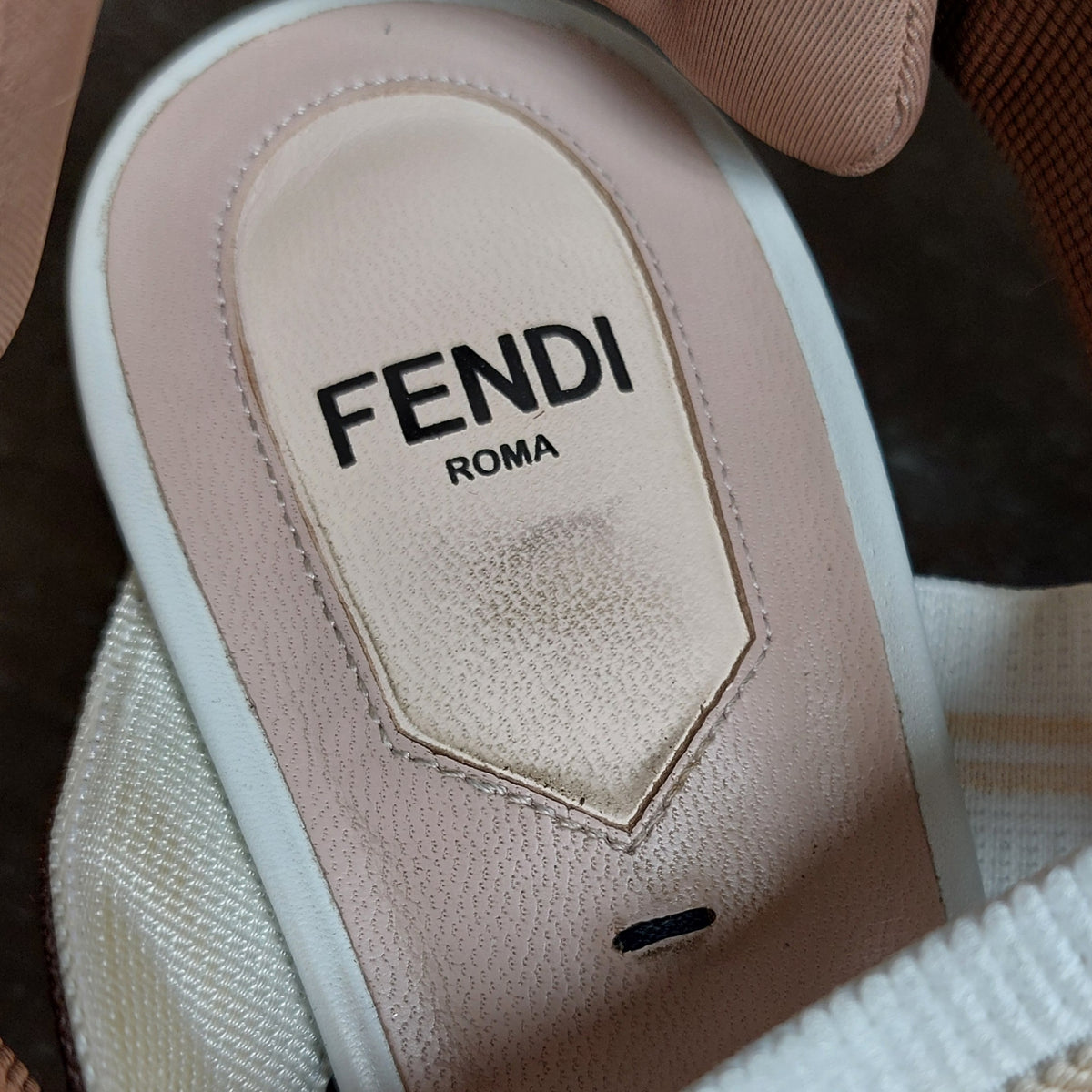 Fendi White/Brown Perforated Leather and Fabric Colibri Slingback Pumps | Pre Loved |
