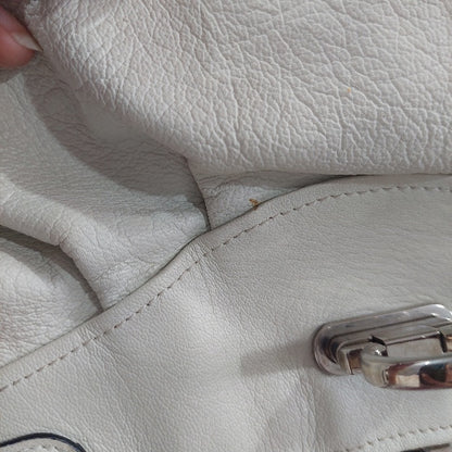 Salvatore Ferragamo White Leather Marisa Satchel Bag | Pre Loved |