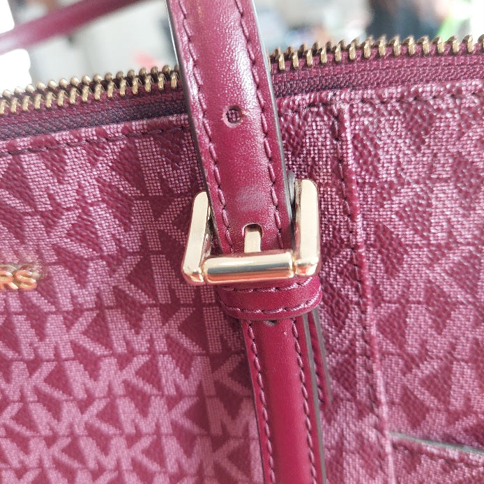 Michael Kors Plum Monogram Jet Set Travel Medium Tote | Pre Loved |